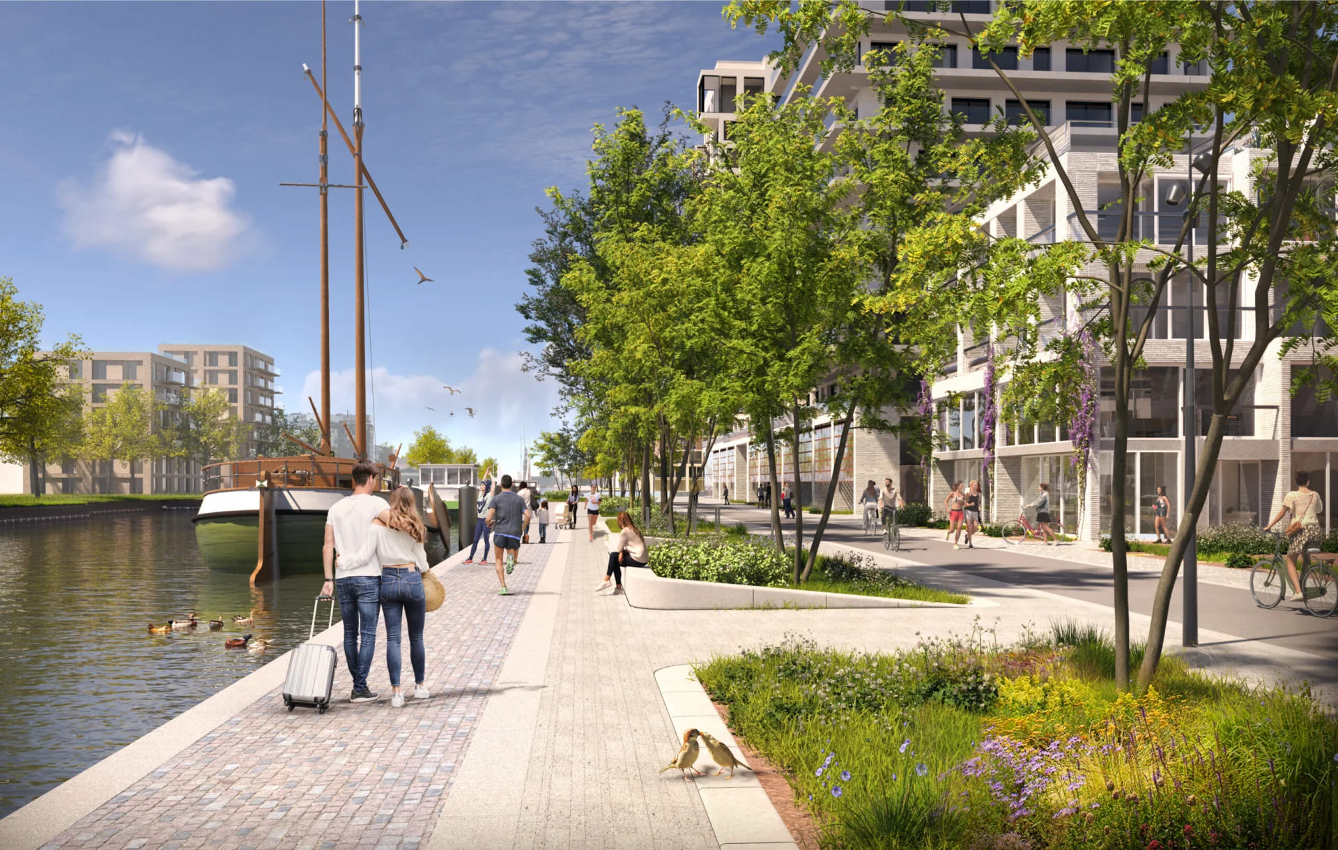 computer gegenereerde foto Stadshaven groningen kade